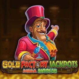 Gold Factory Jackpots Mega Moolah by Aurum Signature Studios, showcased at bizzo-kazino.com – game logo