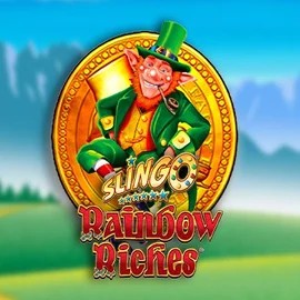 Slingo Rainbow Riches logo by Gaming Realms at Bizzo Casino
